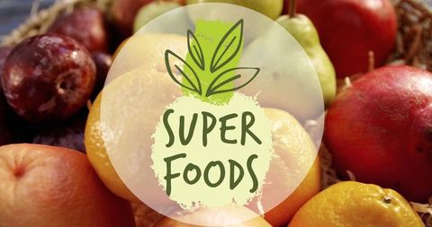 Superfoods Banner Displayed with Fresh Fruit in Basket