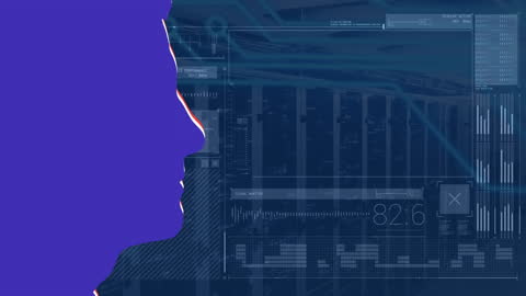 Profile Silhouette on Futuristic Technology Interface