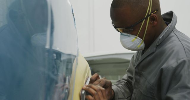 Auto Body Technician Sanding Vehicle in Repair Shop - Download Free Stock Images Pikwizard.com