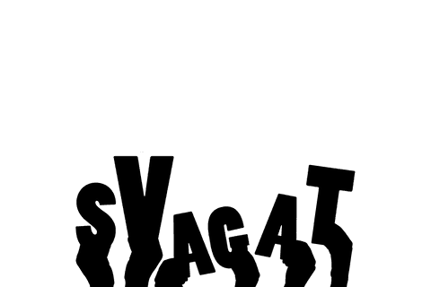 Hands with svagat text on transparent background