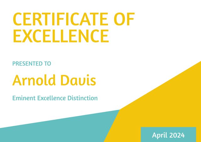 Colorful Certificate of Excellence Template with Modern Design - Download Free Stock Templates Pikwizard.com