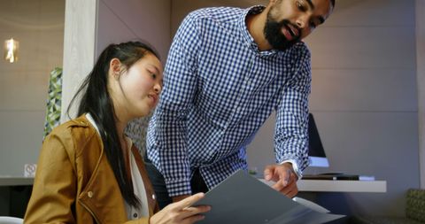 Professional collaboration in modern office workspace