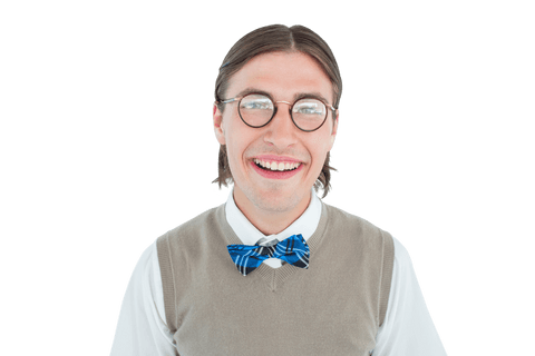 transparent smiling geeky hipster in bowtie and glasses - Download Free Stock Videos Pikwizard.com