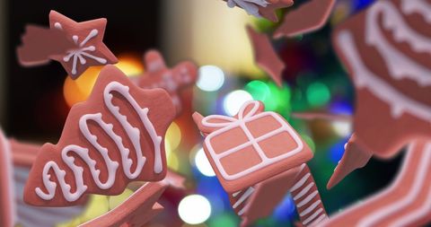 colorful, handcrafted gingerbread cookies complement holiday celebrations. perfect for visual projects about festive baking, winter celebrations, or traditional christmas themes. suitable for marketing holiday treats and inspiring creative edible art displays.