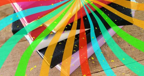 Colorful Abstract Overlay on School Books Symbolizes Innovative Education