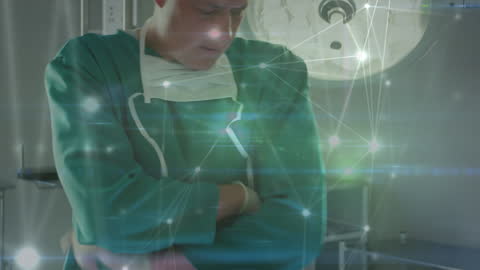 Medical Professional Analyzing Biotechnological Data Interface