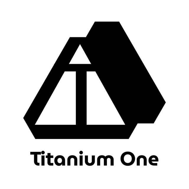 This simple geometric logo featuring 'Titanium One' text can be used for business branding, corporate design projects, or as an icon for apps and websites. The clean black and white aesthetic offers a professional and modern look suitable for a variety of industries. Great for creating marketing materials, presentations, or as a base for customization.