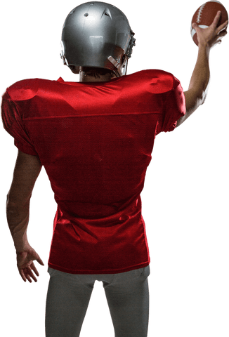 American Football Player in Red Jersey with Football Transparent Background - Download Free Stock Videos Pikwizard.com