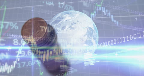 Global Financial Data and Coin Overlapping Planet Earth