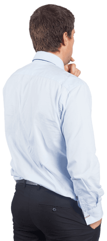 Transparent background of man thinking with slim build