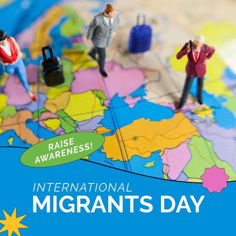 international migrants day with figurines on world map - Download Free Stock Templates Pikwizard.com