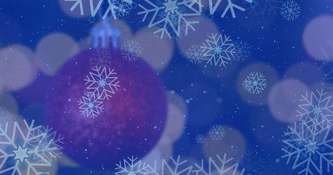 Festive christmas ornaments with snowflakes on blue background