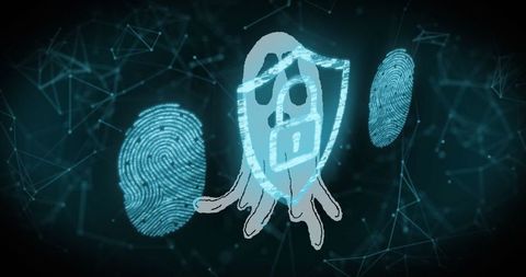 Digital Security Concept with Ghost Icon and Biometrics - Download Free Stock Images Pikwizard.com