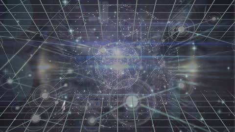 Networking Concepts with Abstract Digital Globe and Grid