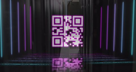 Digital QR Code on Futuristic Server - Download Free Stock Images Pikwizard.com