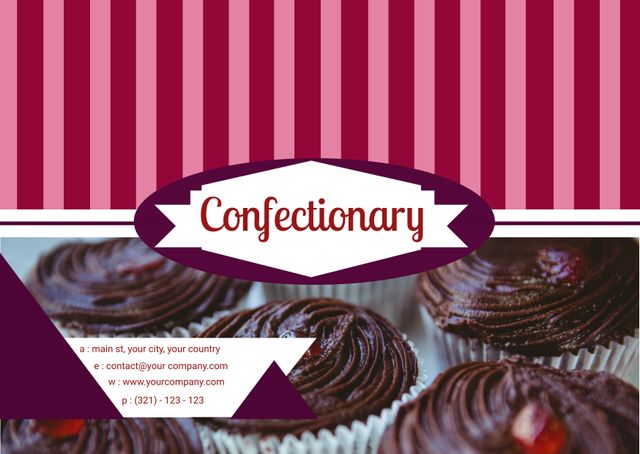 Chocolate Cupcakes Business Card for Confectionary Promotion - Download Free Stock Templates Pikwizard.com