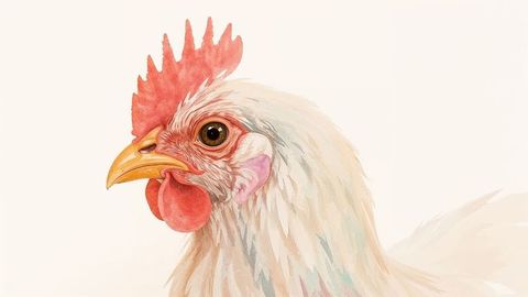 Close-Up of White Chicken with Red Comb
