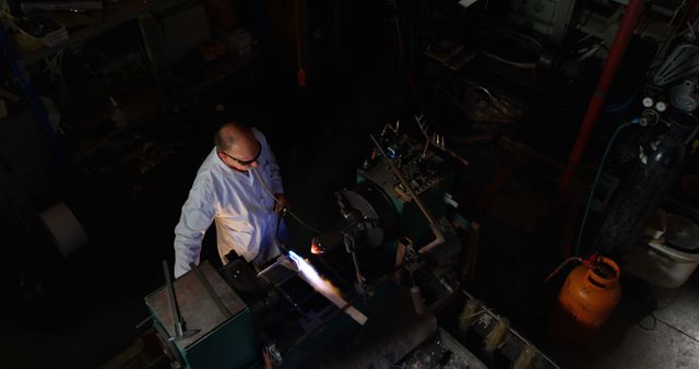 Engineer Working with Blowtorch in Industrial Workshop - Download Free Stock Images Pikwizard.com