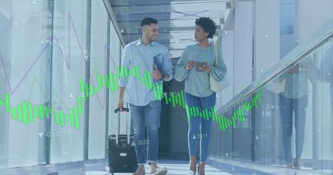 Diverse Business People Analyzing Financial Data in Airport