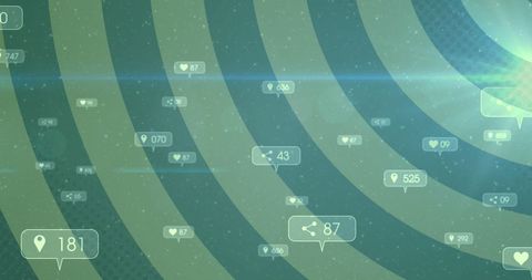 Social Media Notifications Floating Over Abstract Digital Background