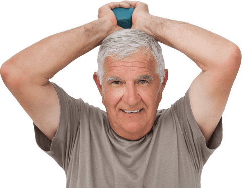 senior man holding dumbbell with intent transparent background - Download Free Stock Videos Pikwizard.com