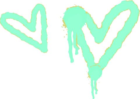 handpainted turquoise hearts transparent, drips and yellow flecks - Download Free Stock Videos Pikwizard.com