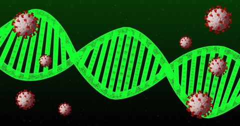 Digital DNA Helix and Virus Molecules, Scientific Futuristic Research