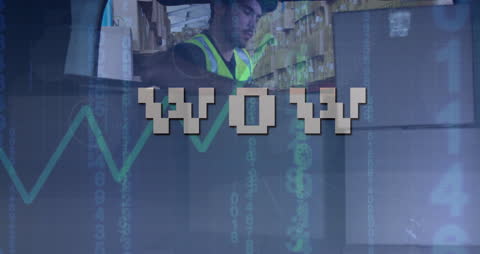 Warehouse Logistics Overview with Digital Graphics