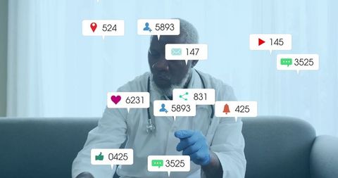 Doctor Engaging with Social Media in Digital Healthcare Setting