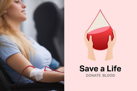 blood donation awareness with relaxed donor and symbolic blood drop - Download Free Stock Templates Pikwizard.com