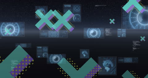 Digital Data Interface and Starry Background