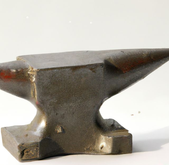 Close up of single steel anvil lying on white background. Craftsman, workshop and blacksmith concept.