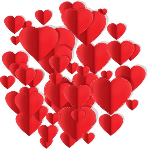 Red Paper Hearts Abstract Pattern on Transparent Background - Download Free Stock Videos Pikwizard.com