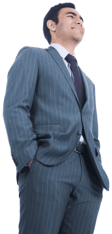 Successful Transparent Businessman Smiling Confidently in Suit