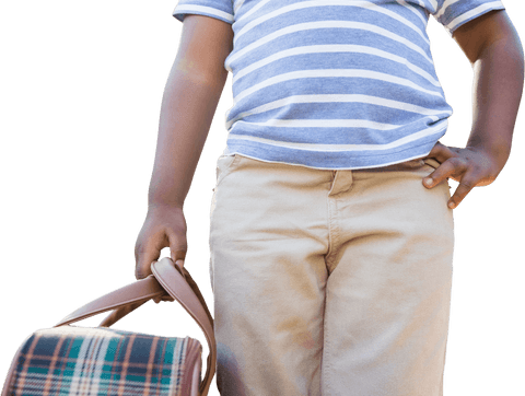 Young Child Carrying Vintage Plaid Bag on Transparent Background - Download Free Stock Videos Pikwizard.com