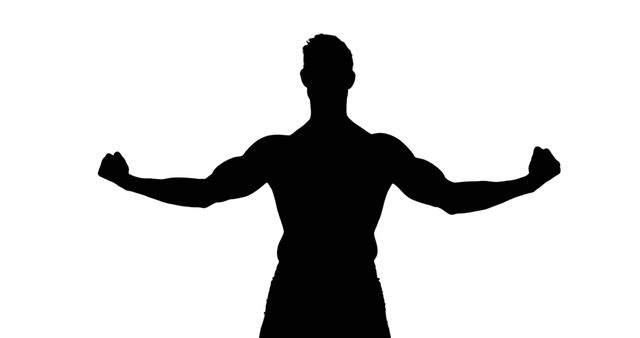 Silhouette of a Muscular Man Flexing Biceps - Download Free Stock Images Pikwizard.com