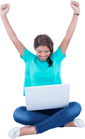 cheerful woman celebrating success with laptop on white background - Download Free Stock Videos Pikwizard.com