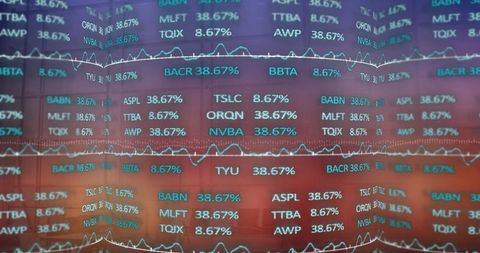 Dynamic Digital Stock Market Display with People Commuting - Download Free Stock Images Pikwizard.com