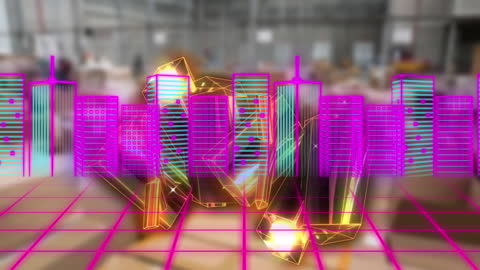 Futuristic Digital City in Virtual Workspace