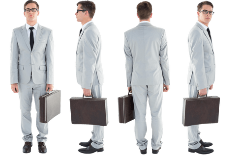 transparent businessman with briefcase standing multiple angles - Download Free Stock Videos Pikwizard.com