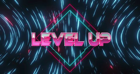 Neon Level Up Concept with Vibrant Light Trails - Download Free Stock Images Pikwizard.com