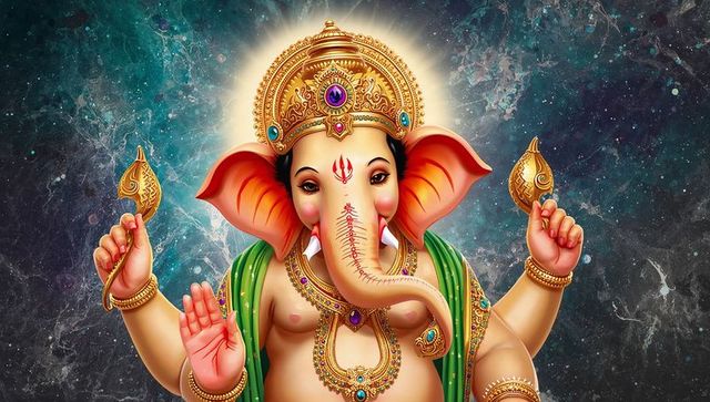 Celestial Representation of Ganesha with Mystical Aura