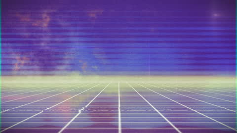 Retro Futuristic Technology Grid with Digital Patterns