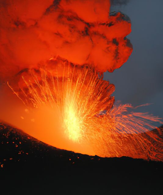 Spectacular Volcanic Eruption at Dusk with Glowing Lava - Download Free Stock Images Pikwizard.com