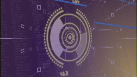 Futuristic Data Processing Interface with Digital Scope Scanning