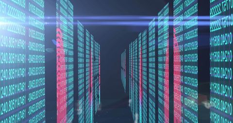 Futuristic Data Center with Computer Servers and Numeric Code Overlay - Download Free Stock Images Pikwizard.com