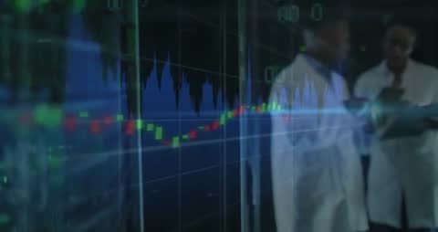 Data Analysts Collaborating in Cloud System Center with Overlayed Trend Chart