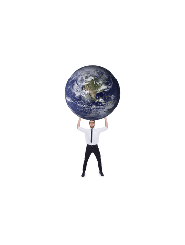Determined Man Holding Globe on Transparent Background - Download Free Stock Videos Pikwizard.com