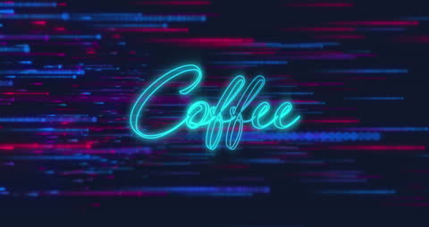 Neon Coffee Text with Dynamic Background