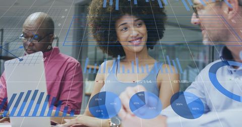 Business Team Analyzing Data with Digital Graphic Overlays - Download Free Stock Images Pikwizard.com